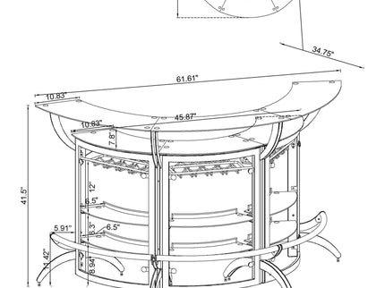 Elaina - 3 Piece Curved Freestanding Home Bar - Black