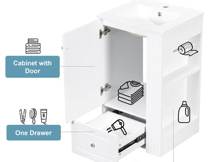 Modern Freestanding Bathroom Vanity With Sink, Soft-Close Drawer, Towel Bar