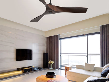 52" Blade Ceiling Fan Without Light, 6 Speed Reversible DC Motor For Living Room, Outdoor Use - Black