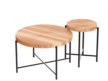 Coffee And End Table Set Waterproof Cover (Set of 2) - Natural Wood / Brown