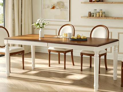 Rectangular Dining Table With Framed Top And Turned Legs - Natural