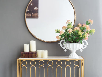 Classic Design Mirror With Baroque Inspired Frame For Bathroom, Entryway Console Lean Against Wall