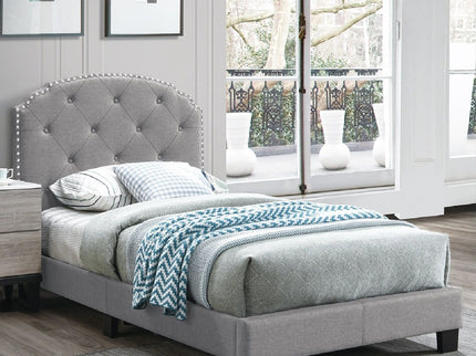 Button Tufted Bed With Nailhead Trim