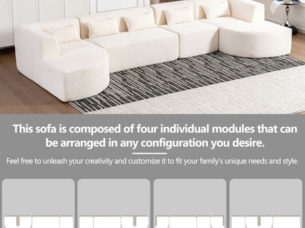 Upholstered Sofa Free Combined Sofa Couch With 2 Chaise Lounge And Five Back Pillows For Living Room