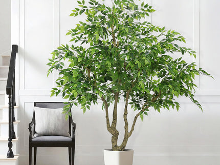 Artificial Banyan Tree With A Trunk And Lifelike Leaves, For Indoor And Outdoor Use - Green