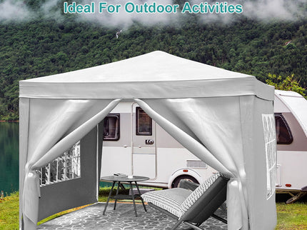 10'X10' Folding Canopy With 4 Removable Sidewalls Outdoor Event Shelter UPF 50+ Gazebo Portable Tents For Parties Beach Camping Wedding Ez Pop Up Canopy 4 Pieces Weight Bag + Carry Bag