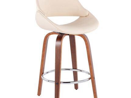 Fabrico - Mid Century Modern, Fixed Height Counter Stool With Round Footrest (Set of 2)