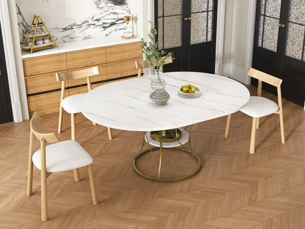 Round Extendable Dining Table Set With Chairs