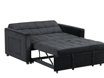 Maeve - Convertible Sleeper Loveseat With Tufting and Side Pocket - Black