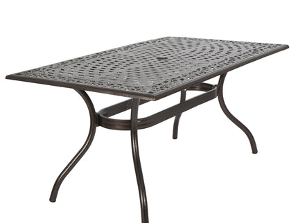 Celestine - Outdoor Cast Aluminum Dining Table With Floral Lattice Design And Umbrella Holder