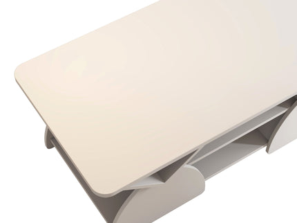 Geometric Engineered Coffee Table With Rounded Corners With Open Shelves