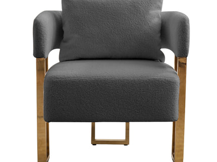 Modern Decorative Chair Teddy Fleece Upholstered And Metal Foot