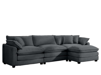 Modular Oversized Cushion Sofa With Ottoman, Low Back, Deep Seating Sofa Set