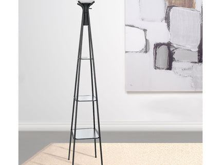 Sentinel - 3 Shelf Frosted Torchiere Floor Lamp With Shelves - Black