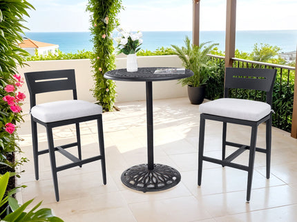 Modern Outdoor Bar Stools With Backrest And Footrest (Set of 2)