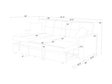 Upholstered Sectional With Pull Out Bed And Chaise Storage