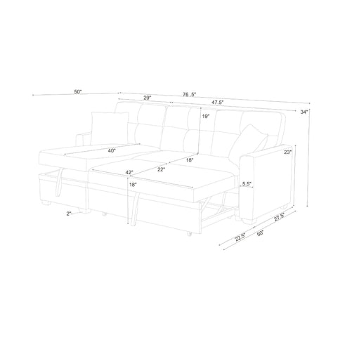 Upholstered Sectional With Pull Out Bed And Chaise Storage