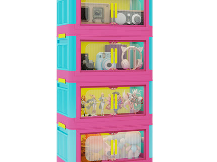 Folding Storage Cabinet With Magnetic Doors And Wheels