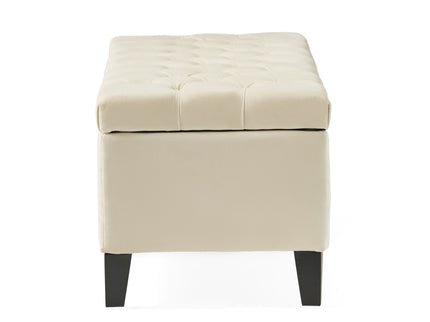 Button Tufted Diamond Stitch Storage Ottoman - Beige