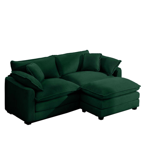Modern Modular Cushion Sofa With Ottoman, Low Back, Deep Seating Sofa Set