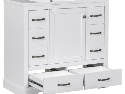 Modern Bathroom Vanity With Sink, 6 Drawers, Adjustable Shelf