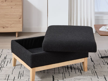 Upholstered Storage Ottoman With Reversible Lid Coffee Table, Foot Stool