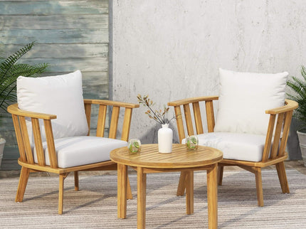 Patio Furniture Set, Outdoor Acacia Wood Patio Club Chair With Table
