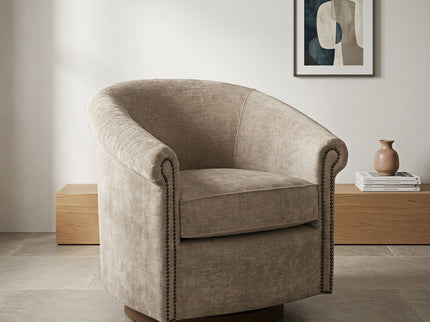 Barrel Swivel Accent Chair, 360 Degree Rotating For Living Room - Sand