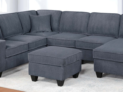 Left Arm Facing Loveseat With USB Port 5 Piece Sectional Set Corner Wedge Armless Chair Cocktail Ottoman Upholstered Living Room Furniture - Dark Gray