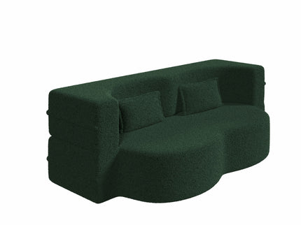 Modern Floor Sofa, With 2 Pillows, Convertible Teddy Fabric Foam Filled Bed