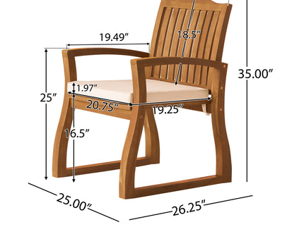 Della - Wood Armchair (Set of 2) Outdoor Dining Chairs - Cream