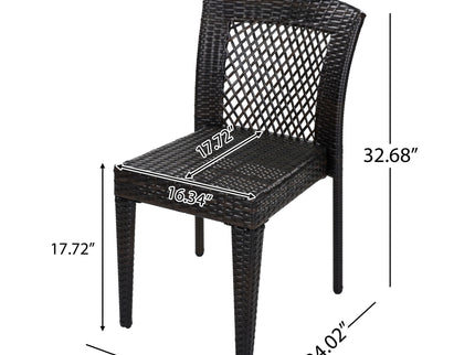 7 Piece Outdoor Dining Set With Table And 6 Chairs - Brown Multi