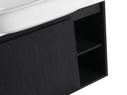 28" Wall Mounted Bathroom Vanity With Sink & Soft Close Door - Black Chestnut