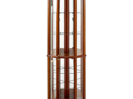 6 Shelf Lighted Corner Curio Cabinet With Adjustable Tempered Glass Shelves And Mirror Back (E26 Light Bulb Not Included)