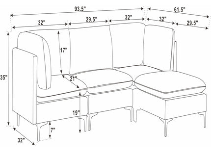Upholstered Modular Sectional & Tall Legs