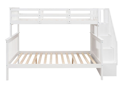 Stairway Bunk Bed With Storage And Guard Rail For Bedroom