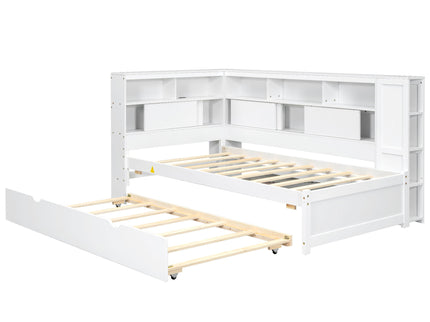 Daybed With Storage Shelves, USB Charging, And Trundle Bed