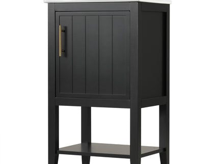 Modern Bathroom Vanity With Sink, Soft-Closing Door And Open Shelf