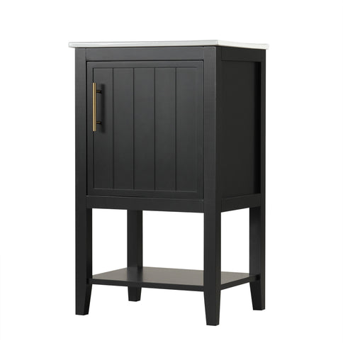 Modern Bathroom Vanity With Sink, Soft-Closing Door And Open Shelf
