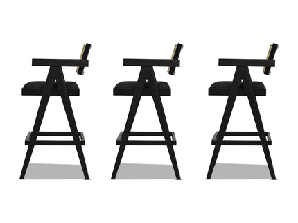 Milan - Modern Webbing Back Stool With Arms (Set of 3)