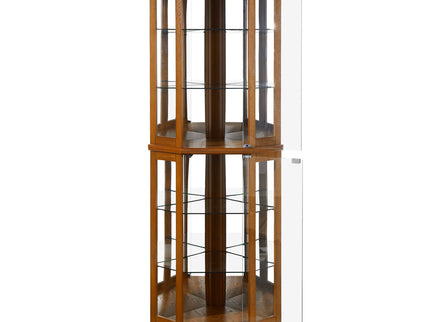6 Shelf Corner Curio Display Cabinet With Lights, Mirrors And Adjustable Shelves (E26 Light Bulb Not Included)