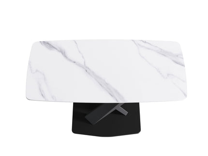 63" Modern Artificial Stone Dining Table, 6 People - White / Black