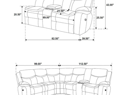 Salerno - Upholstered Power Reclining Sectional Sofa - Dark Gray