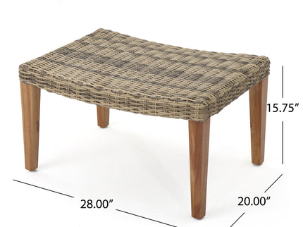 Outdoor Rattan Wicker Ottomans - Gray