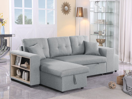 Daniel - Upholstered Reversible Sectional With Pull Out Loveseat - Light Gray
