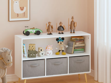 Bookcase With Collapsible Drawers, Book Display Organizer