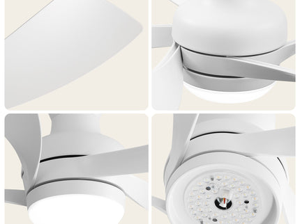 52" Ceiling Fan With 3 Color Dimmable LED Light, DC Reversible Motor, 6 Speed Settings