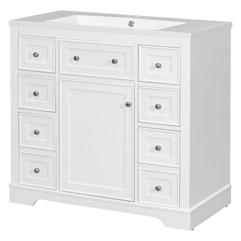 Modern Bathroom Vanity With Sink Combo, 6 Drawers And 1 Cabinet