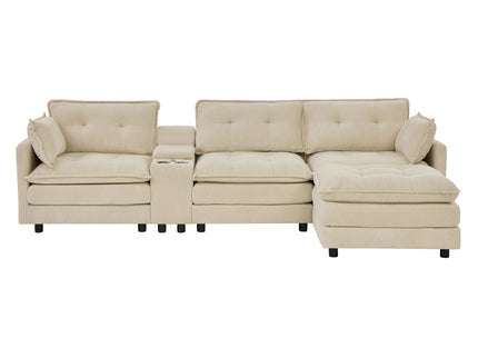Oversized Modular Sectional Sofa With Multi Functional Console