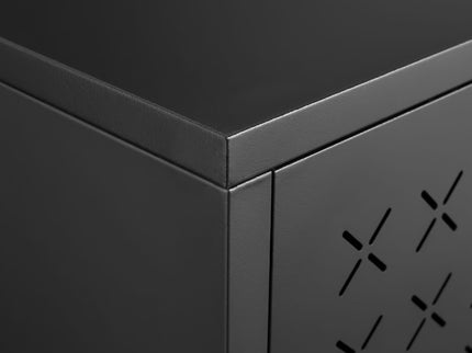 Grid Double Door Shoe Cabinet With Adjustable Compartments And Moisture-Proof Design In Metal